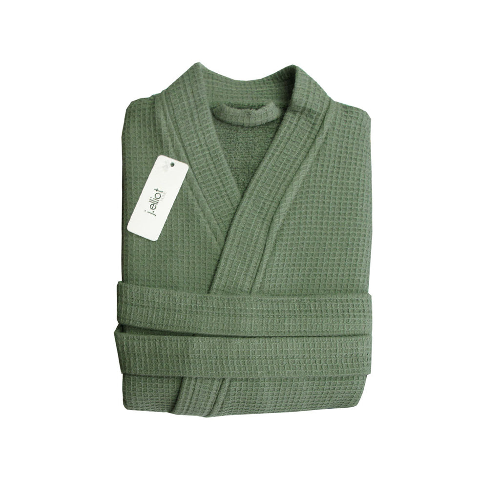 NNEDSZ Home Camila Cotton Waffle Bath Robe Chive-0