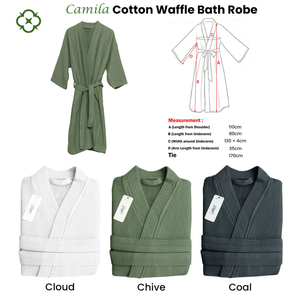 NNEDSZ Home Camila Cotton Waffle Bath Robe Coal-1